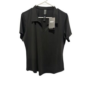 MIER Women's Black Athletic Polo Shirt Medium Golf Tennis Workout UPF Style NWT